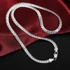 S925 srebrny srebrny 2 -częściowy 5 mm pełny bok łańcuch bransoletka dla kobiet mężczyzn mody zestaw biżuterii