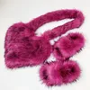 Luxury Faux Fur Winter Women Bags Slippers Sets 2023 Designer Plush Cute Handbags Ladies Heart Shoulder Bag Clutch Purse Messenger Bag