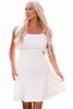 white Smocked Hollow-out Flared Mini Dress 2023 Hot New F18C#