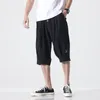 Calça masculina harém de verão homens curtos jogadores de estilo chinês cutil calf-comprimento casual capris calça mais tamanho 6xl 7xl 8xl