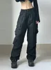 Womens Pants Capris HOUZHOU Harajuku Oversized Cargo Parachute Women Streetwear Vintage Y2k Hip Hop Wide Leg Joggers Baggy Sweatpants Techwear 230516