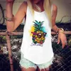 Kvinnors tankar Camis Vest Harajuku Women Camisole Tank Tops Vintage Pineapple Printing Tshirt Kvinnlig Loose Loose Beach Sports Sexig Top Streetwear T230517