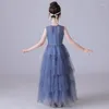 Vestidos de menina jiajia ya vestido de noite para meninas azul aniversário elegante princesinha anfitrião piano performance bolo flor flor