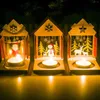 Candle Holders Wooden Christmas Ornaments Night Dinner Table Santa Snowflake Desktop Decoration Xmas Party Candlestick Noel