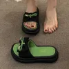 Terlik Kadın Bow Platform Flats Ayakkabılar Yaz Sandalet Tasarımcısı Sıradan Flip Flops Plaj Yürüyüş Slingback Slaytlar
