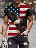Erkek Tişörtler Erkek Tişört Grafik Kartal Amerikan Bayrağı Bağımsızlık Günü Yuvarlak Boyun 3D Baskılı Erkekler Kısa Kol T230517
