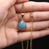 Chains Geometric Natural Semi Precious Stones Amazonian Aura Healing Gemstone Small Pendant Necklace Jewelry Accessories Gifts