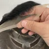 Remplacement brésilien de cheveux humains vierges 8x10 # 1b Couleur noire 32mm Wave 4 Eyes Mono Lace Front Toupee pour hommes