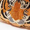 Shoulder Bags Three-d Tiger Head Crystal Evening Clutch for Wedding Party Metal Rhinestone Novelty Purses and Handbags Luxury Designer 230509