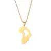 Chains Stainless Steel Africa Map Heart Pendants Necklaces For Women Men Girls African Silver Color Charm Jewelry Gifts