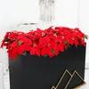 Decorative Flowers 1 Bunch High Class Flannel Artificial Big Red Flower Head Fake Poinsettia Bushes Bouquet Christmas Tree Ornament Home