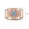 With Side Stones Trendy 1 Round Cut Diamond Mens Rings 100% 925 Sterling Silver Luxury Wedding Rose Gold Plated Jewelry 230516