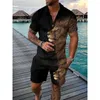 Fatos de treino masculino conjunto camiseta casual polo zip manga curta t-shirts e shorts masculino terno verão roupas treino vetement homme