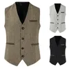 Mäns västar Casual Mens Brown Vest Silver Slim Fit V Neck Tuxedos School Party Green Waistcoat For Wedding Banket Nightclub