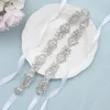 FATOS DE CASAMENTO S485 Silver Shiny Milk Rhinestone Pearl Applique Bride Belt Prom Ladies Acessórios de vestuário Sash Fashion Fashion