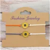 Braccialetto Gioielli Personalità Semplice Girasole Margherita Braccialetto Cera Filo Intrecciato Crisantemo Multicolor Donna