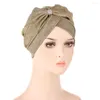 Ethnic Clothing Glitter Spring Summer Women's Turban Caps Soild Color Bow Headscarf Bonnet Muslim Inner Hijab Islamic Under Scarf