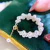 Clusterringen verkopen 3 rijen verstelbare grootte Tiny Real Natural Pearl Handmade hoogwaardige vrouwen Ring Design Wedding Gift