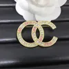 Brand Luxurys Diamond Brooch Women Crystal 18K Gold Plated Letters Suit Pin Fashion Jewelry Clothing Decoration High Quality Accessories