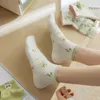 Sokken kousen groene korte sokken katoen ademende Japanse cartoon schattige sokken dames mode harajuku low gesneden enkel sok slippers p230517