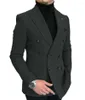 Herrdräkter formella 2023 Bourgogne Red Grey Lapel Tux Men Slim Fit Coat Jacket Anpassad för Wendding Party Woolen Tyg