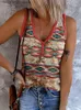 Débardeurs pour femmes Camis Femmes Débardeur à imprimé géométrique aztèque Vintage Western Style Graphic Vest Tops Snap Button Summer Casual Chemise sans manches Retro T230517