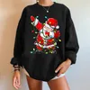 Men's Hoodies Women's Christmas Sweater Santa Claus Printed Shoulder Off Round Neck Fleece Blouse Anime Hoodie