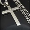 Pendant Necklaces Fashion Men Cross Stainless Steel Crucifix Bible Lords Prayer Choker Jewelry Colar Masculino 24"