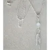 Naszyjniki wiszące Donna pióra i biały przezroczysty biżuteria z koralikami Vintage oświadczenie SWEAT Naszyjnik Q38