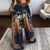 Pantalones de mujer Capris Estilo bohemio Sueltos de pierna ancha Mujeres Vintage Phoenix Impreso Casual Mediados de cintura elástica Monos Hawaii Pantalones de playa