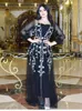 Ubranie etniczne luksusowe diamenty kobiety na Bliskim Wschodzie szata elegancka sukienka wieczorowa 2pcs długie rękawy kardigan pasek Dubai imprezowy suknie