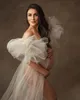 Abiti eleganti abiti premaman in tulle morbido senza maniche gonfi lunghi sexy trasparenti attraverso abiti premaman in tulle su misura per la fotografia