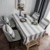 Bordduk Modern Natural Linen Stripe Tracloth elegant dekorativt vattentätt täckning för rektangulär köksmatsal