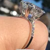 Полосы кольца происхождение натуральное 3 каратс Moissanite Gemstone Real 14 K Белые золотые ювелирные украшения для женщин Классическая овальная форма Bizuteria Ring Женская J230517