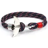 Classic Design Colorful Paracord Link Whale Tail Charm Bracelet Handmade Jewelry for Wholesale