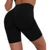 Short actif Yoga Fitness Leggings Pantalon d'entraînement Coupe ajustée Costume Lavable Hanche Course Uni Douceur À la mode Noir
