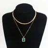 collana di trifoglio osso di serpente ciondolo a doppia gemma catena di clavicola nicchia femminile design retrò accessori in stile cool gioielli firmati per le donne San Valentino 02