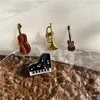 Retro Violin Guitar Enamel Brooch Creative Music Instrument Piano Trumpet Alloy Badge Men Women Jacket Bag Gifts Jewelry