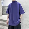 Camisetas masculinas Privathinker 2023 Streetwear Turtleneck Men Tshirt Color Solid Hip Hop Masculino Oversized T Shirts Man Casual Manga curta Top Tees L230515