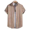 Camicie casual da uomo Estate Maglie a manica corta da uomo Stripe Print Button Up Abbigliamento Everyday Streetwear Hawaiian For Male 2023