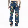 Heren jeans enkeleq bloemen graffiti jaens high street malee vintage gepersonaliseerde y2k denim broek recht casual 24b2525 230516