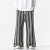 Men's Pants Chinese Light Leg Wide Style Street 2023 Kimono Striped Linen BreathaBle Men ShortS