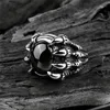 Ring Men Domineering Retro ingelegd met open ring Index Finger Claw Ruby Bead Grote zwaar zwart kristal