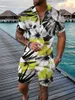 Dresy męskie setelan pakaian olahraga pria 2 Potong kaus Polo 3D motyw Klasik Lengan Pendek Dan Celana Kasual Baju Zip Up koszula 230517