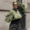 Giacche da donna Cappotto da donna 2023 Autunno Inverno Giacca casual a maniche lunghe verde Y2K Fashion Slim Flight Streetwear Warm