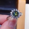 Anelli a fascia Solitario 3ct AAAAA Green Moissanite Anello promessa Anello in oro bianco con fedi nuziali di fidanzamento per le donne Regalo gioielli da sposa J230517