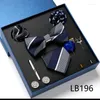 Bow Ties Tie Set 8pcs Necktie Box Gift For Men Cufflinks Clip Brooches Luxury Neckties Pocket Square Hankerchief Suits Wedding