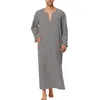 Ethnic Clothing Mens Arabic Long Robes Saudi Arabia Men'S Linen Kaftan Middle East Islamic Muslim Fashion Arab Abaya Dubai Dress Gown