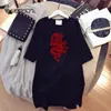 Abiti casual di base Taglie forti Estate Harajuku Donna Mini Tshirt Abito Drago Stampa Allentato Manica corta Girocollo Streetwear Abiti femminili Tee Clue Pa