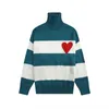 2023 Franse modeontwerpers met hoge kraag Amisweater truien Am i De Coeur geborduurd een hartpatroon coltrui gebreid voor mannen 3rwi